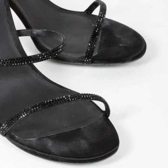 Rene Caovilla Bessie Black Satin Strass Sandals - Picture 6 of 10